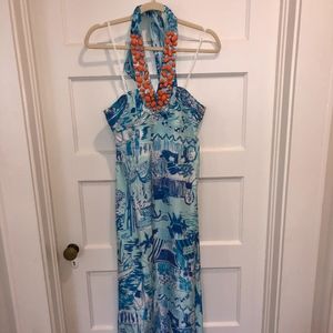 Lilly Pulitzer Maxi Halter Dress Light Blue